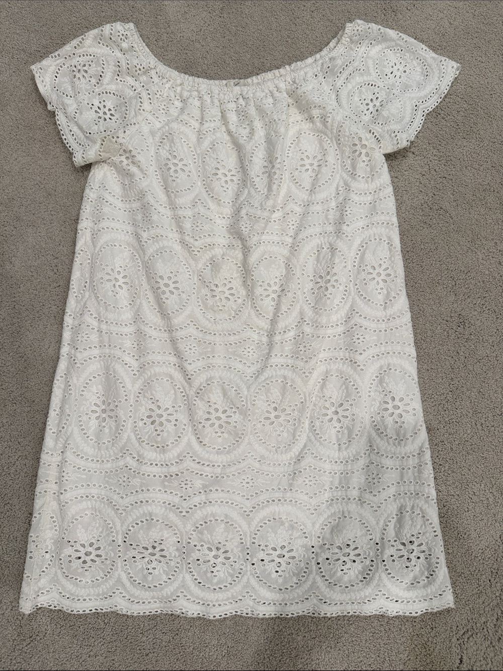 Joie White Eyelet Off-Shoulder Shift Dress